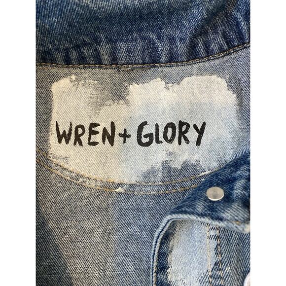 Wren + Glory Hand Painted Denim Jacket Fine and Balanced Festival Art Streetwear - Picture 8 of 13